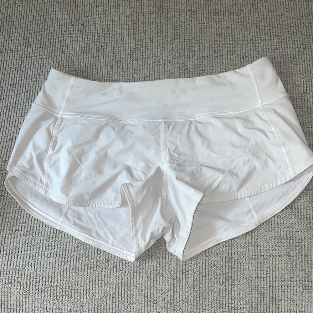White lululemon speed up shorts